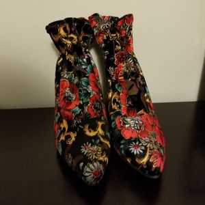 Floral Velvet Booties